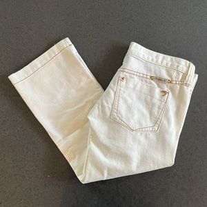 Frankie B. Capri Cargo Denim Crop Jeans in White